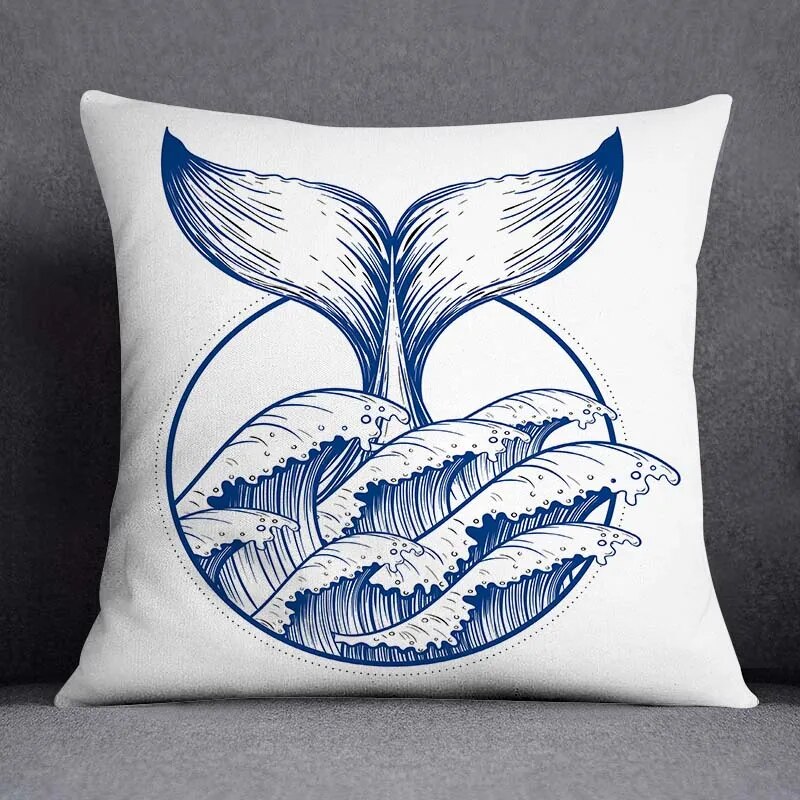 Marine Blue Polyester Cushion Case