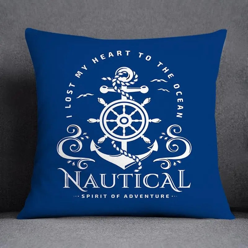 Marine Blue Polyester Cushion Case