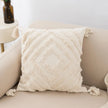 Beige Tuft Fringe Cushion Cover