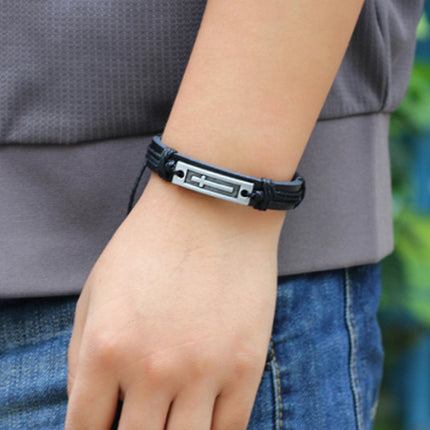 Knotted Leather Cross Bracelet