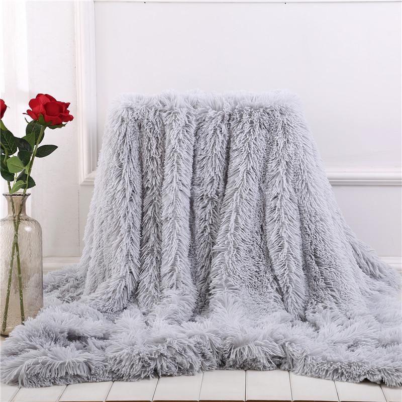 Shaggy Long Hair Flannel Coloured Blanket