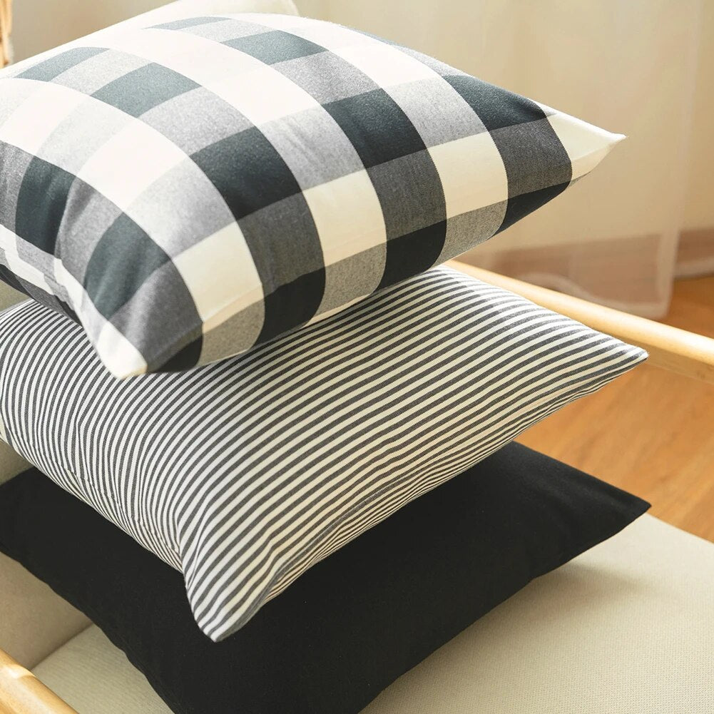 Monochrome Checkered Cushion Covers