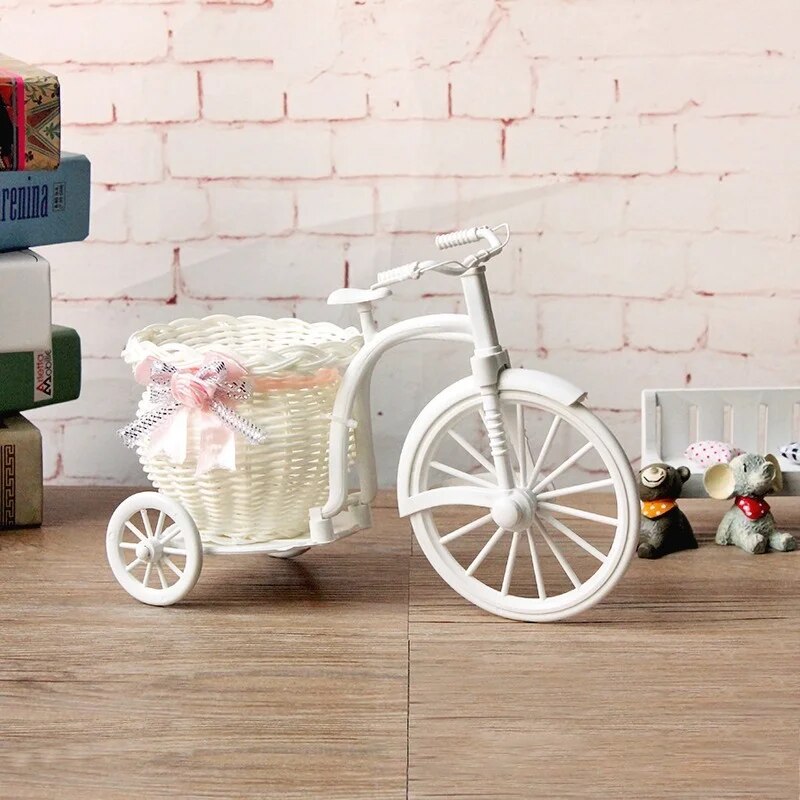 White Bicycle Flower Holder