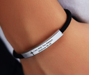 Steel Banded Cross Scripture Bracelet