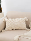 Beige Tuft Fringe Cushion Cover