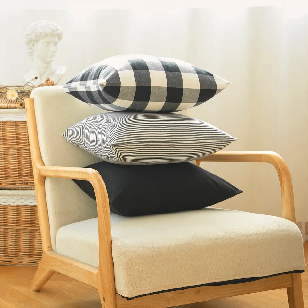 Monochrome Checkered Cushion Covers