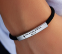 Steel Banded Cross Scripture Bracelet