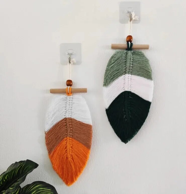 Bohemian Style Hanging Woven Leaves (2pcs)