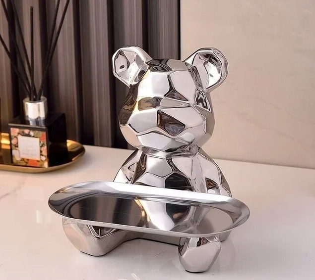 Geometric Bear Statue Plate