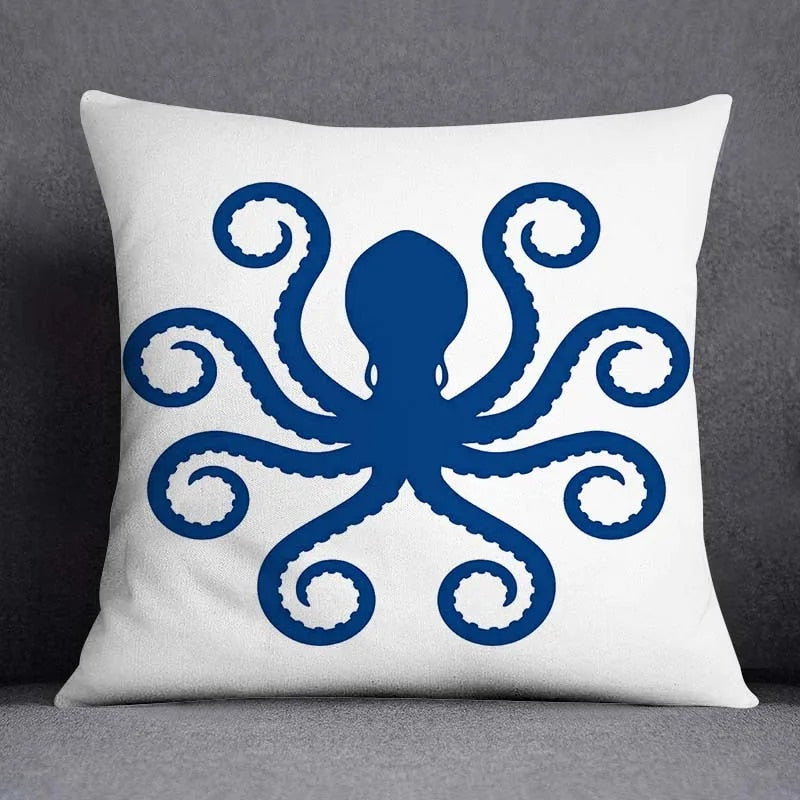 Marine Blue Polyester Cushion Case