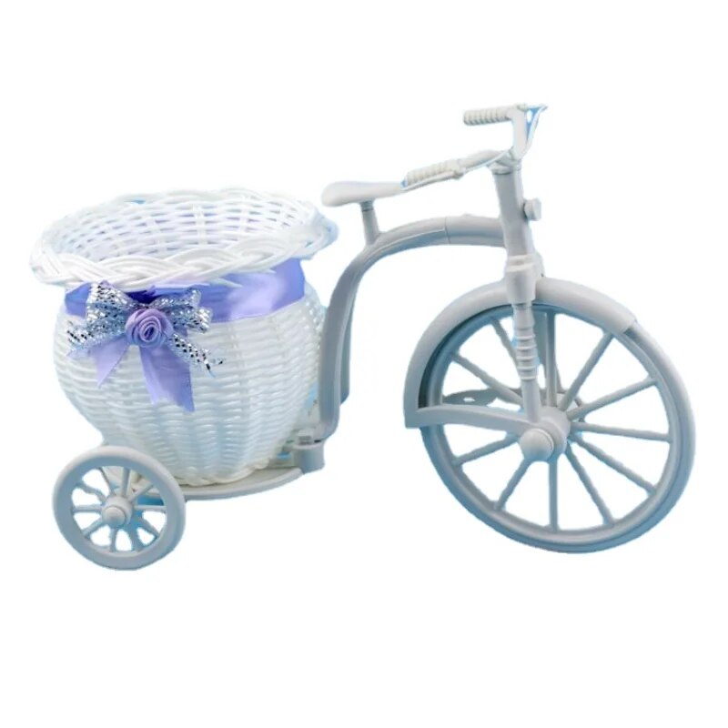 White Bicycle Silk Flower Decoration