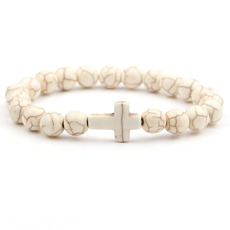 Solid Colour Beaded Cross Bracelet