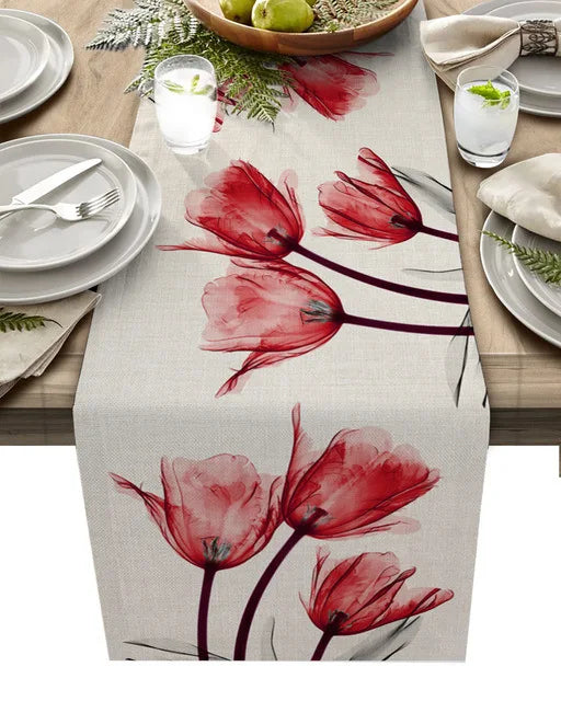 Burlap Floral Table Runner