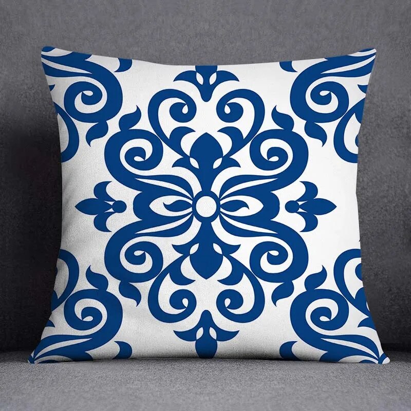 Marine Blue Polyester Cushion Case