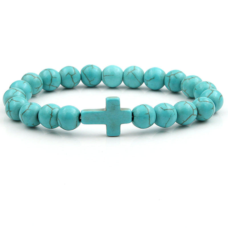 Solid Colour Beaded Cross Bracelet