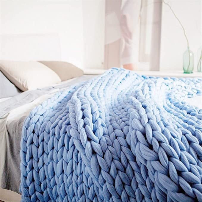 Knitted Merino Wool Chunky Blanket