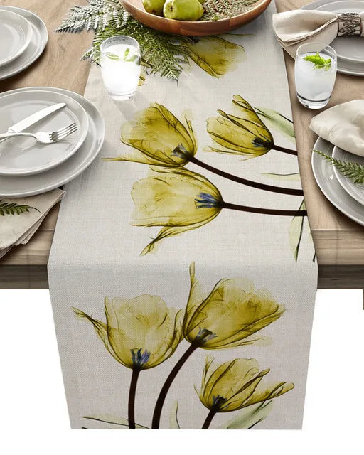 Burlap Floral Table Runner