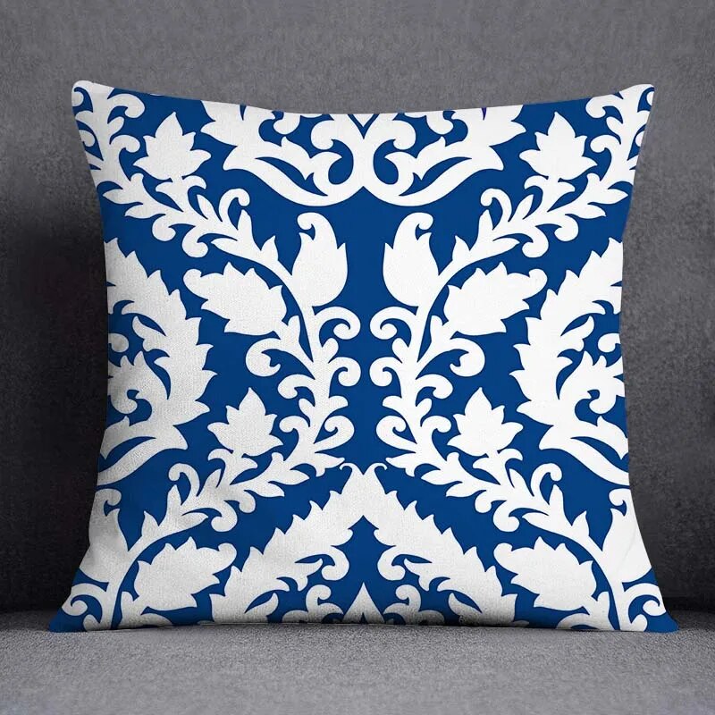 Marine Blue Polyester Cushion Case