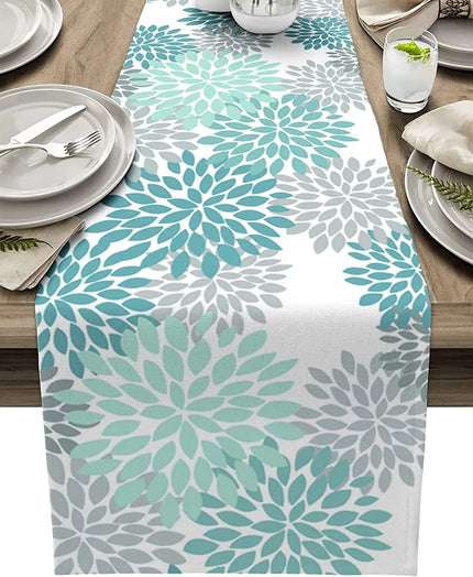 Dahila Flower Linen Table Runner