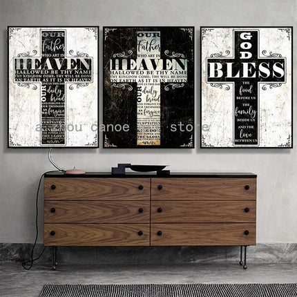 Bible Quotes Cross Print Canvas Wall Art