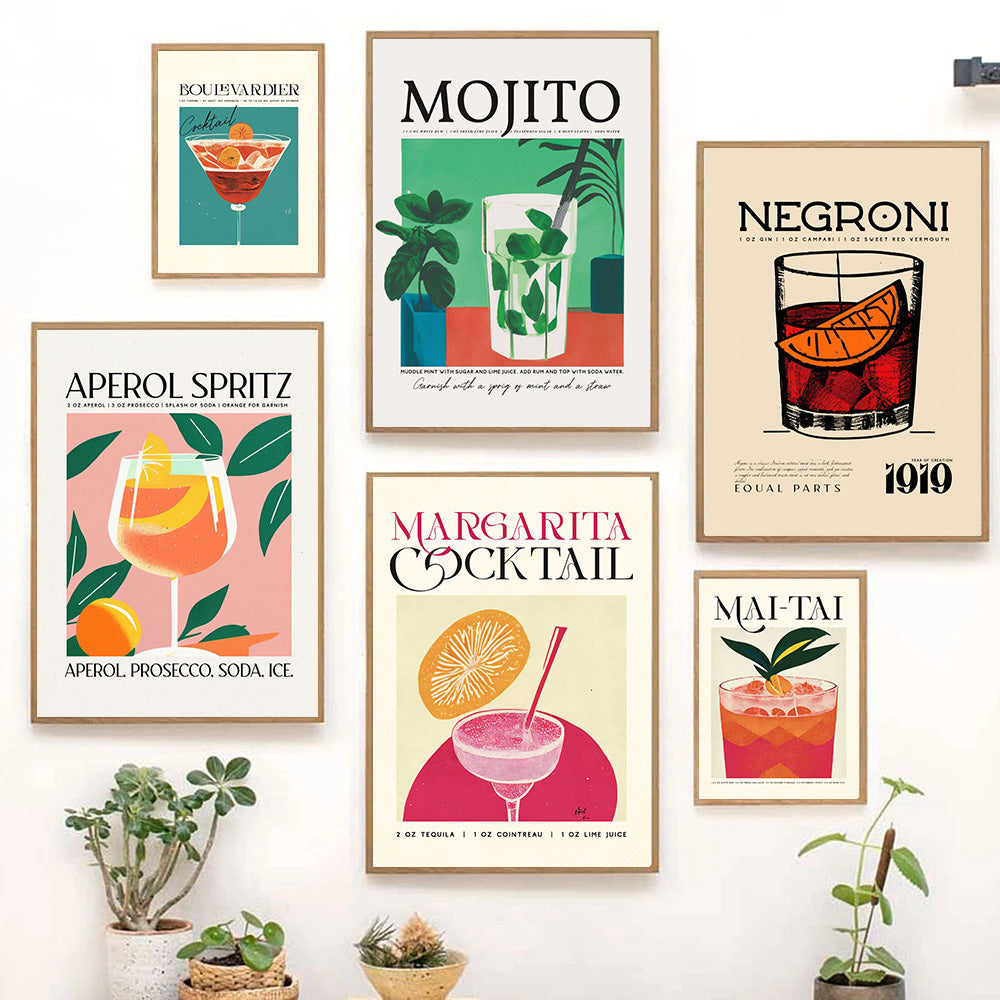 Classic Cocktails Printed Wall Art