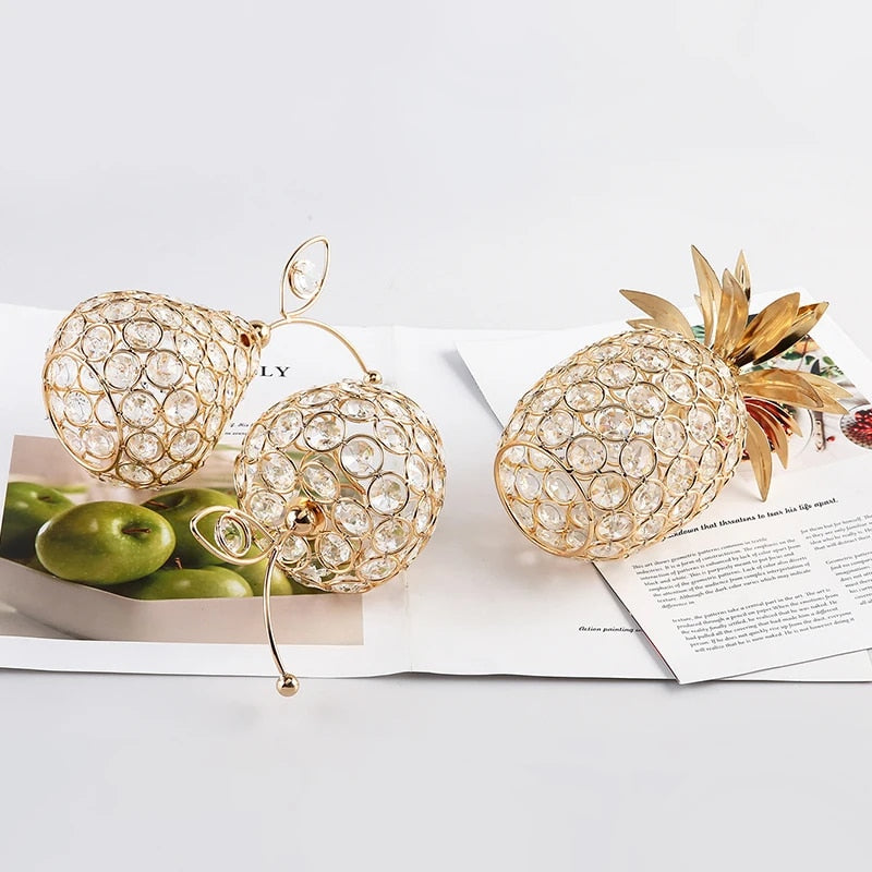 Crystal Golden Fruit Ornaments