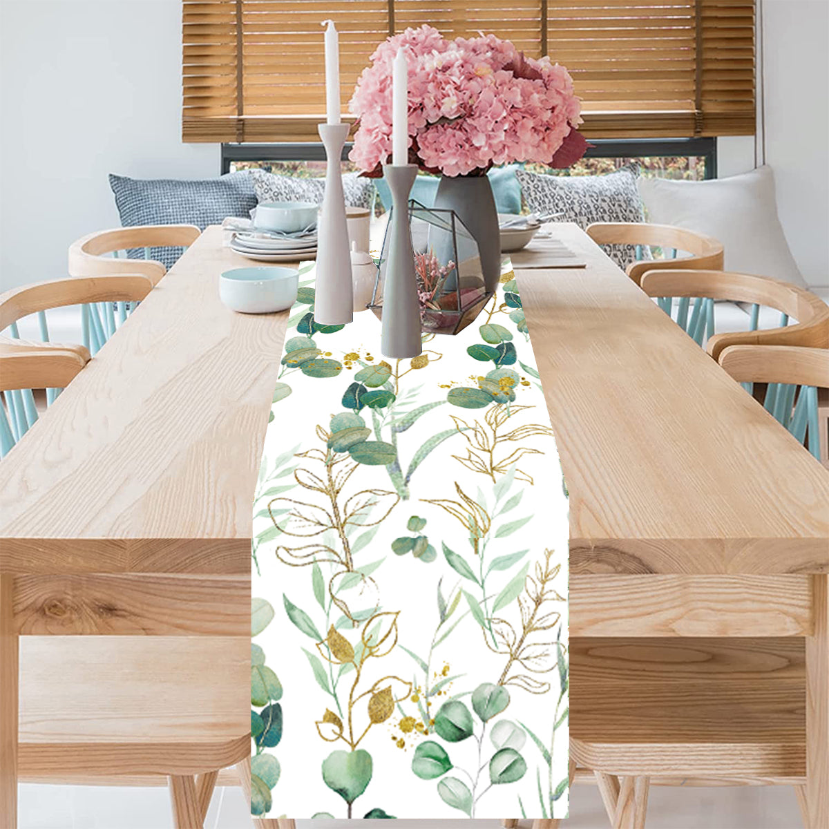 Eucalyptus Leaves Linen Table Runner