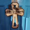 He is Risen Wooden Cross Ornament