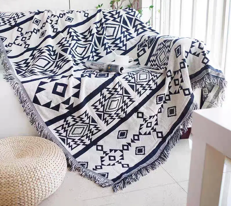 Geometric Yarn Throw Blanket