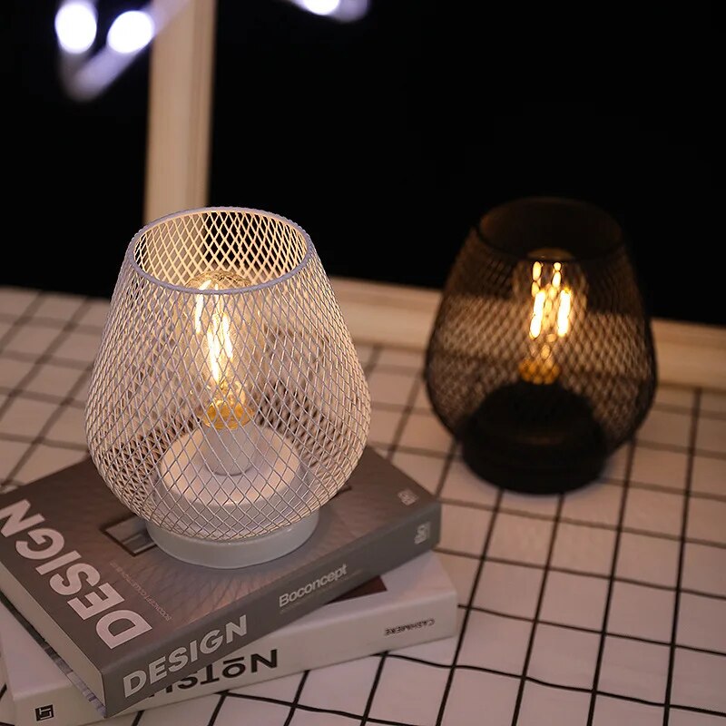 LED Rechargeable Caged Table Lamp