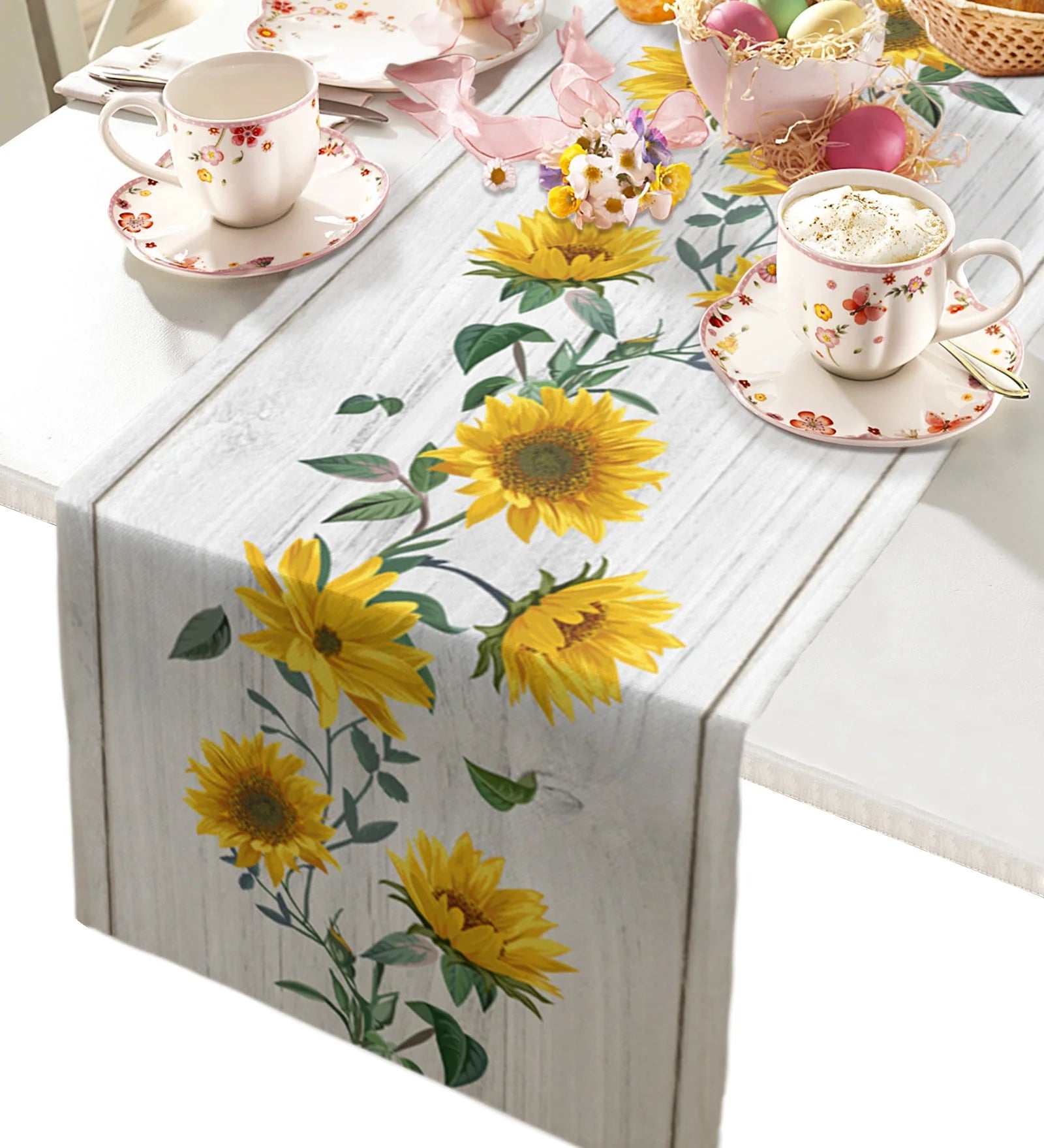 Sunflower Wood Grain Pattern Table Runner