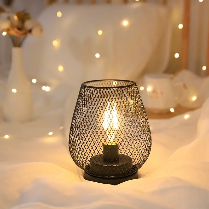 LED Rechargeable Caged Table Lamp