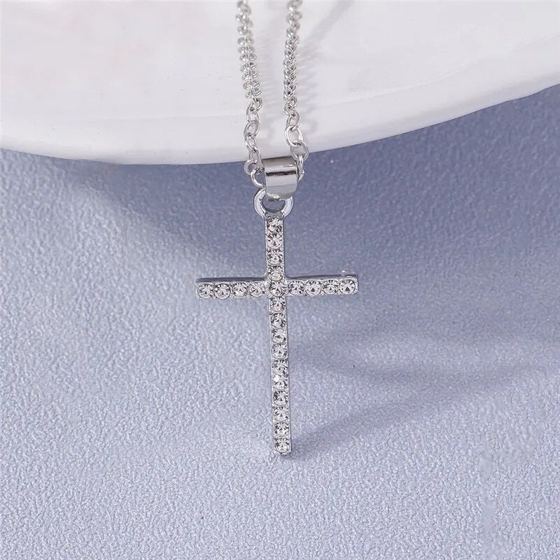 Crystal Cross Necklace Unisex