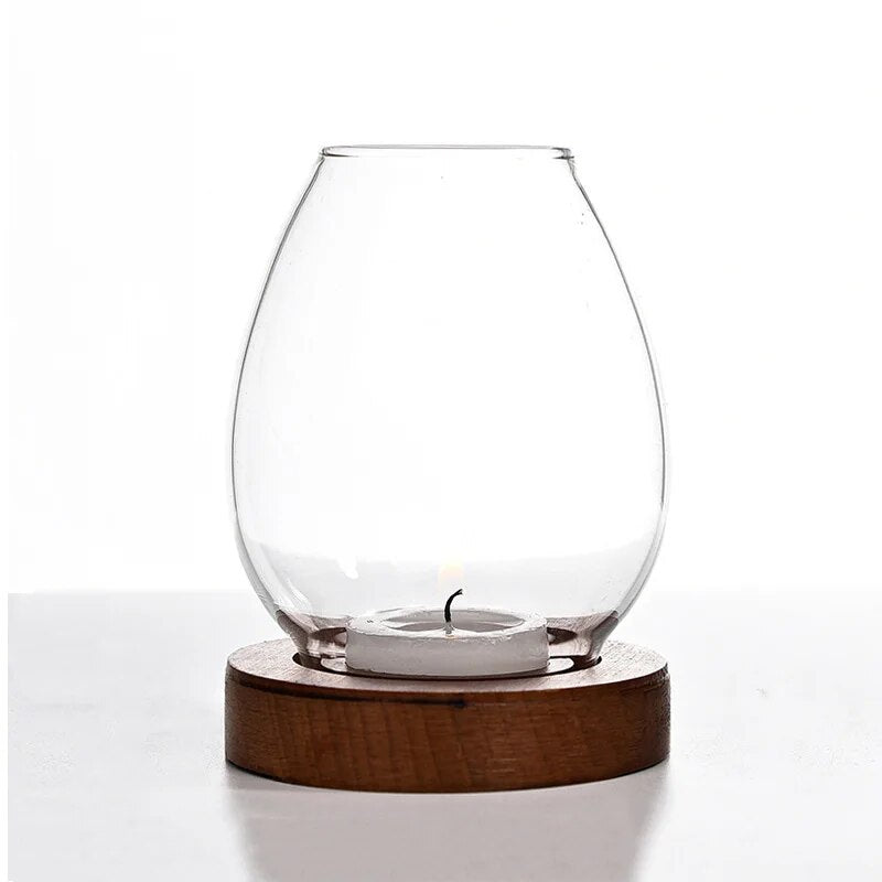 Transparent Round Glass Candlestick Holder