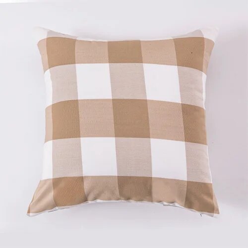 Cream Checkered Cushion Covers