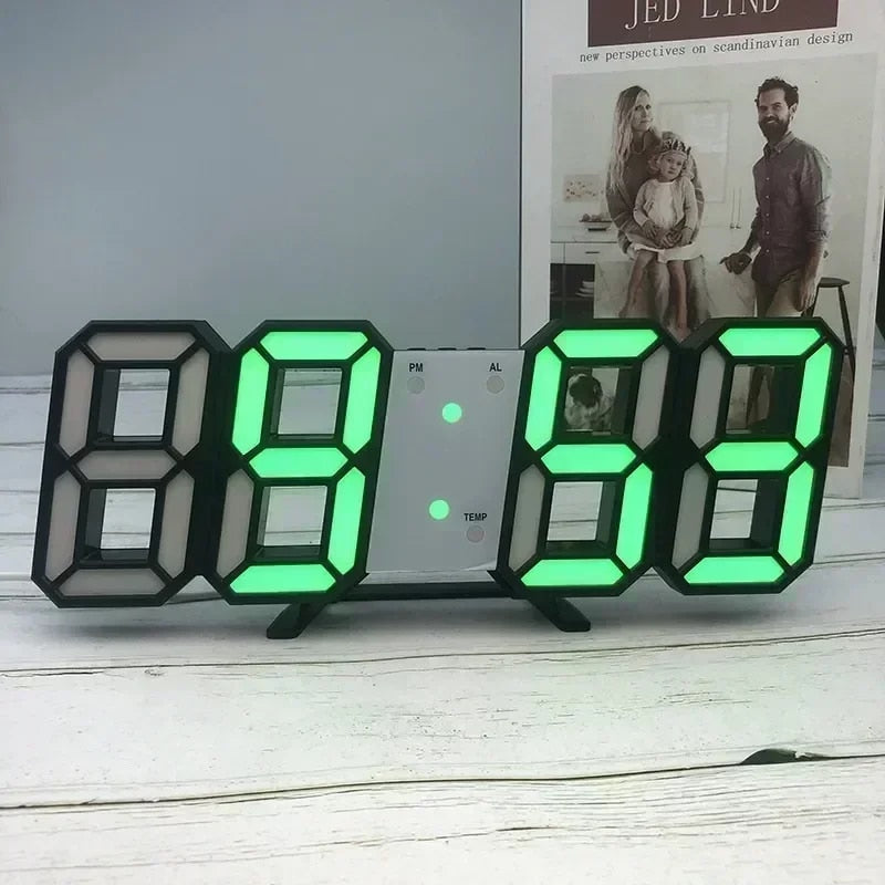 3D Glowing Digital Wall Clock