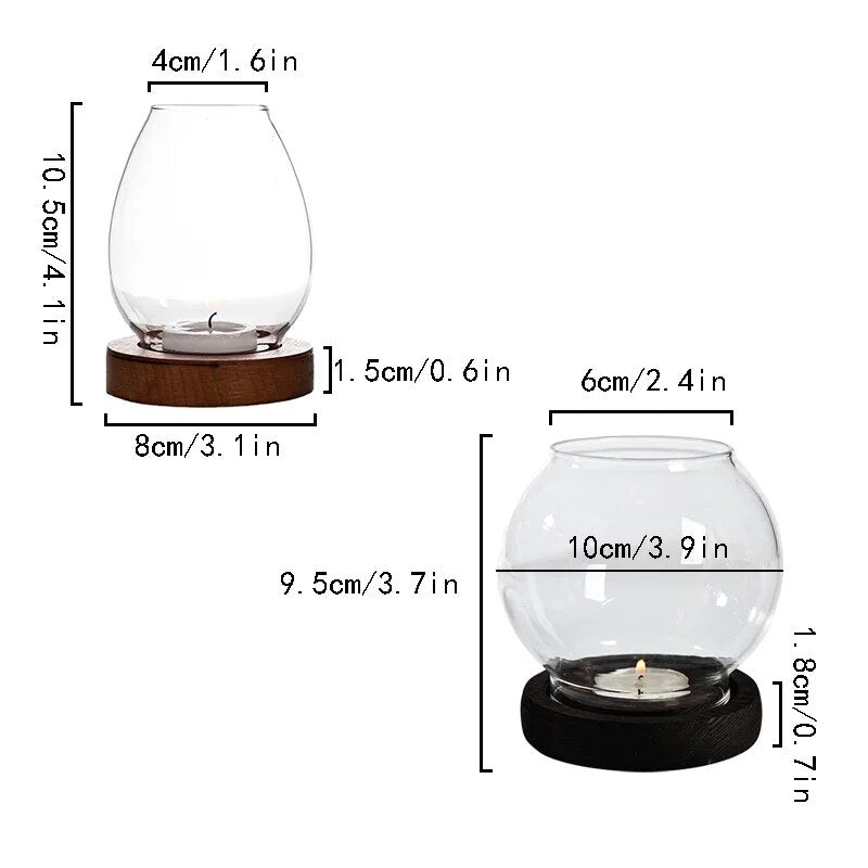 Transparent Round Glass Candlestick Holder