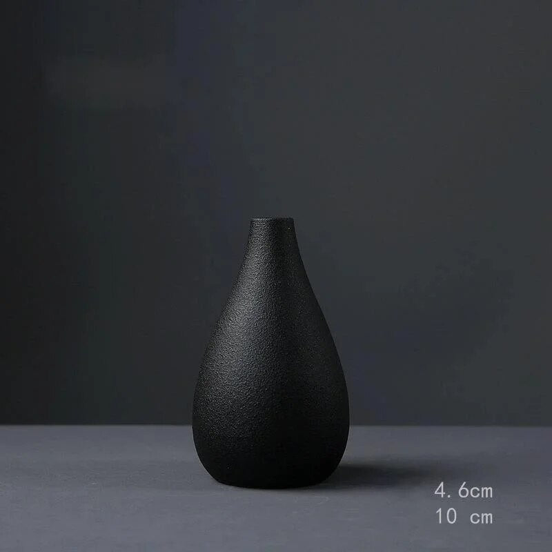 Japanese Style Black Pottery Vases