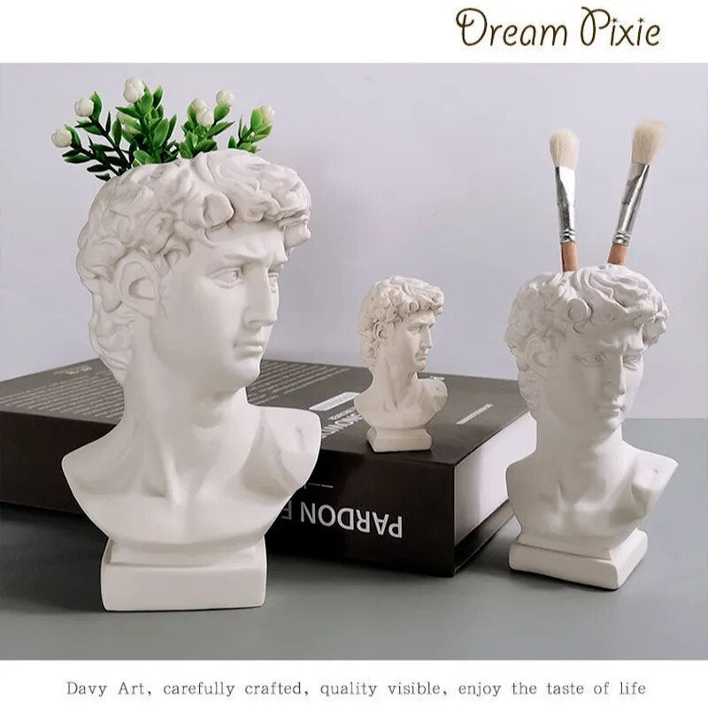 David Sculpture Flower Vase and Pen Holder