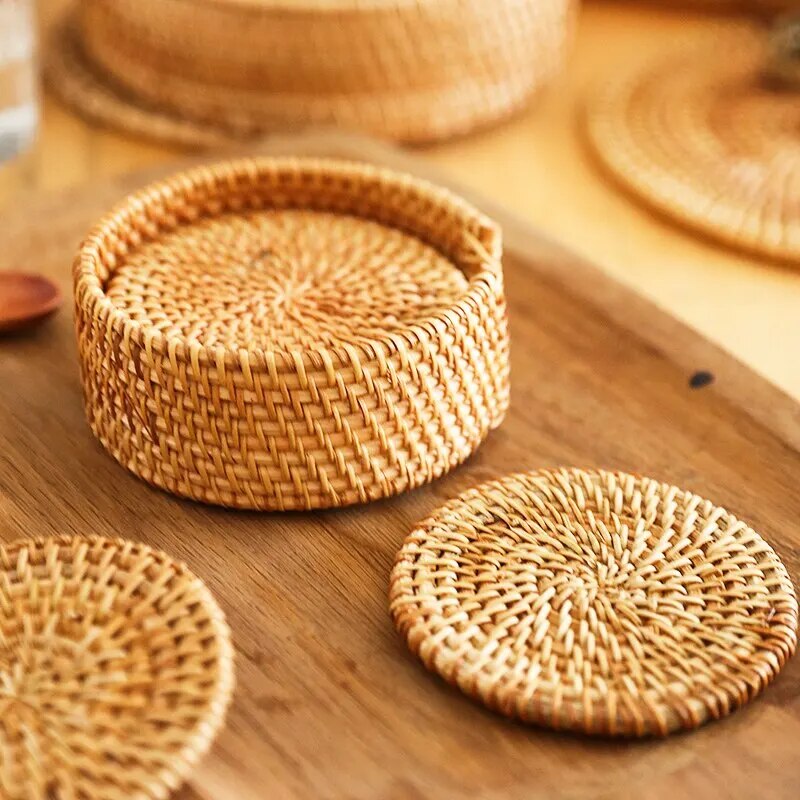 6pc Rattan Drink Coasters