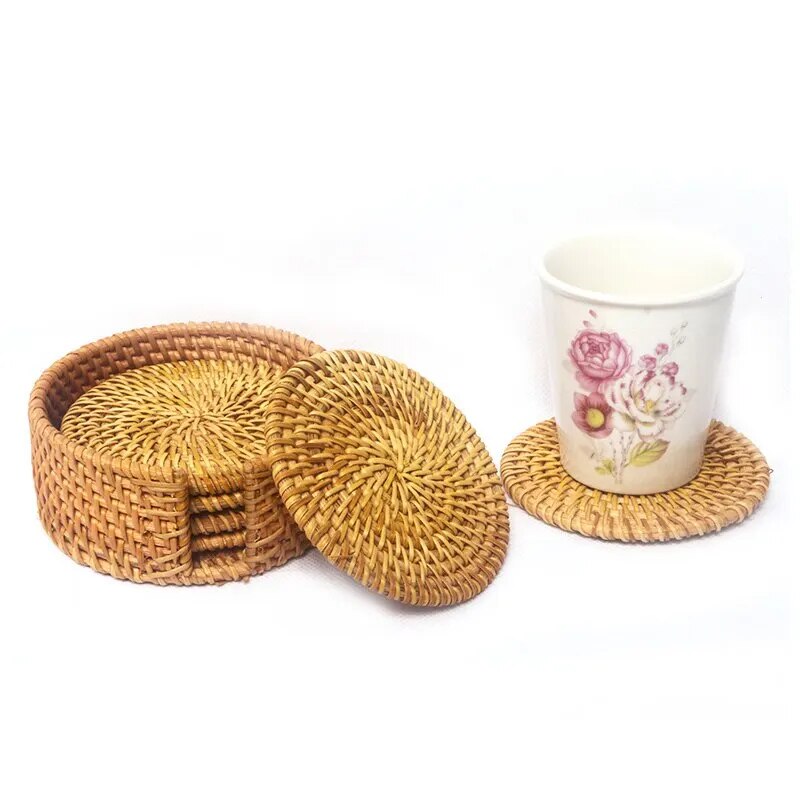 6pc Rattan Drink Coasters