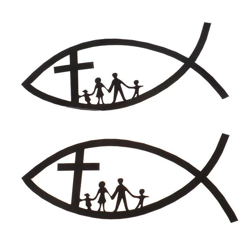 Christian Family Fish Decal Car Sticker