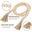 White Farmhouse Tasseled Wood Beads