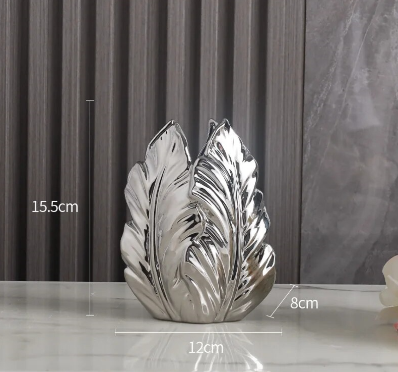 Gold & Silver Leaf Ceramic Vase