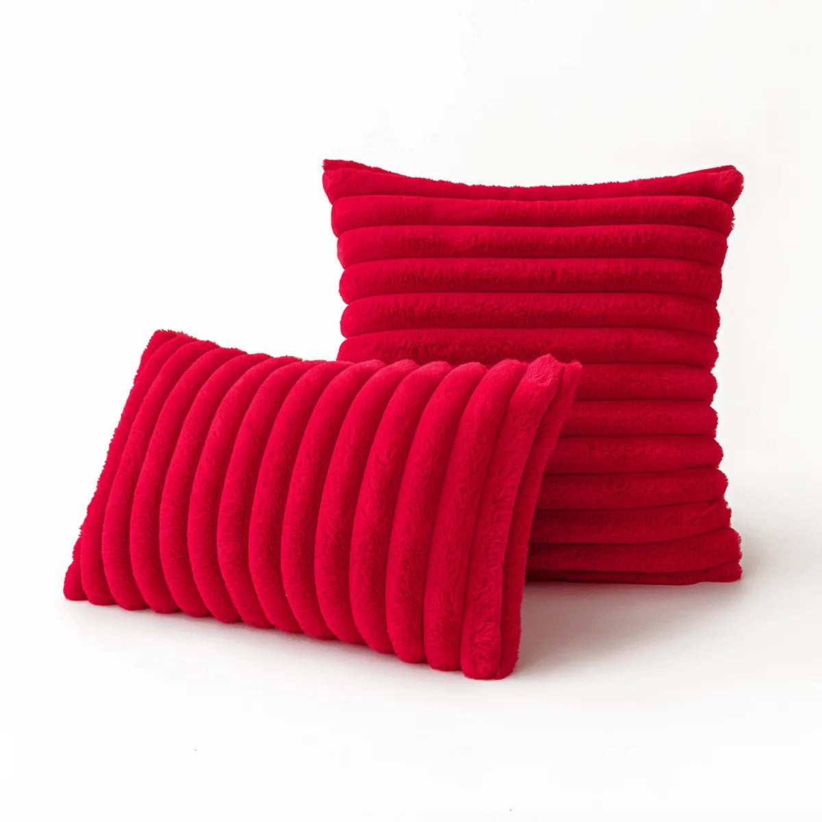 Ribbed Plush Square Cushion Cover