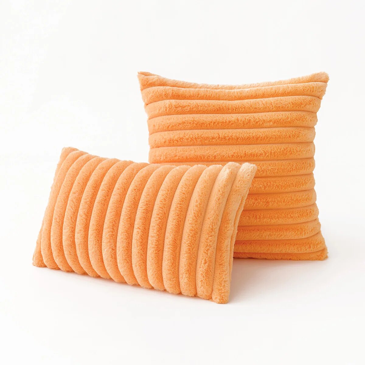Ribbed Plush Square Cushion Cover