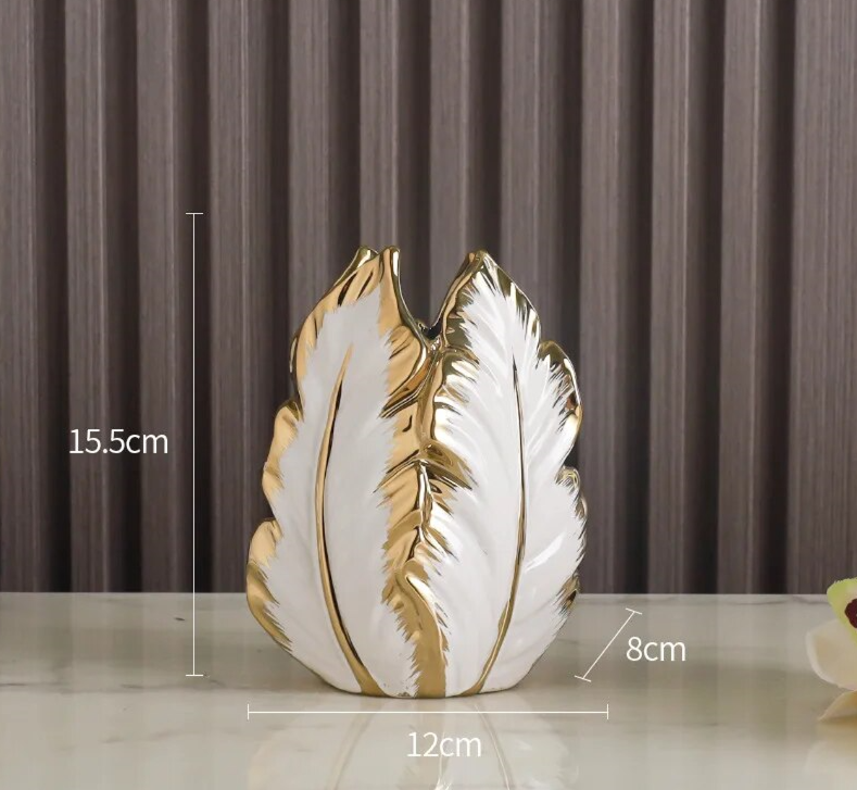 Leaf Gold & Silver Ceramic Vases