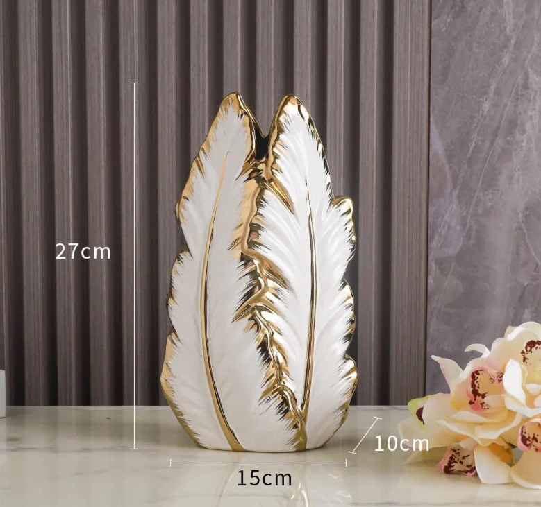 Gold & Silver Leaf Ceramic Vase