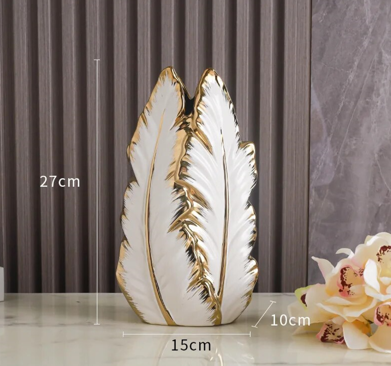 Leaf Gold & Silver Ceramic Vases