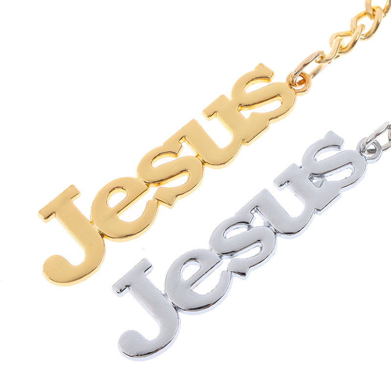 Jesus Text Metal Alloy Key Chain